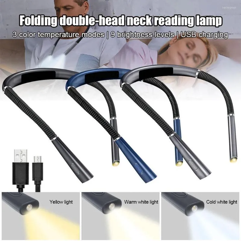 Table Lamps Creative Neck Cuddle Lamp LED Night Light Flexible 3 Modes Battery Powered Handsfree Reading Book Ipad Laptop