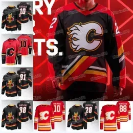 Calgary``Flames``CUSTOM 2022-23 Reverse Retro Jersey Jonathan Huberdeau Nazem Kadri Jacob Markstrom Mikael Backlund Michael Stone Elias Lindho