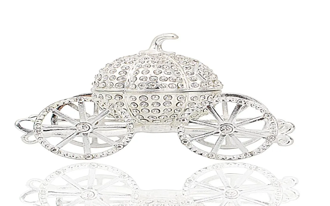 CMiracle Pumpkin Carriage Decorative Rhinestones Hinged Jewelry Trinket Box Figurine Small Jewelry Box Statue Collection3083658