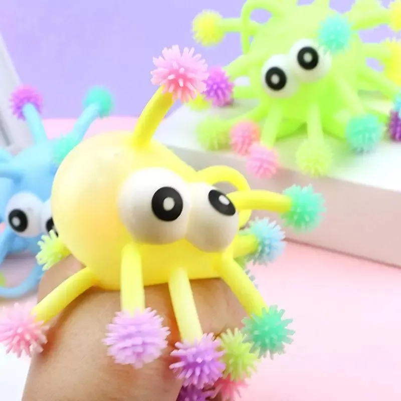 5 Inch Fidget partys Toys Convex Eye Luminous Hedgehog Multi-Head Octopus Glowings hed sea urchin. LED glowing ball toy that can be thrown freely on the finger