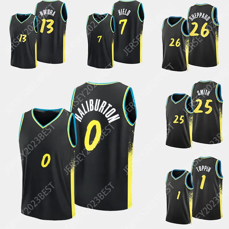 2023 24 City 0 Tyrese Haliburton Basketball Jerseys Bennedict Mathurin Obi Toppin Buddy Hield Myles Turner Jalen Smith Bruce Brown Hommes Femmes Jeunes XS-4XL