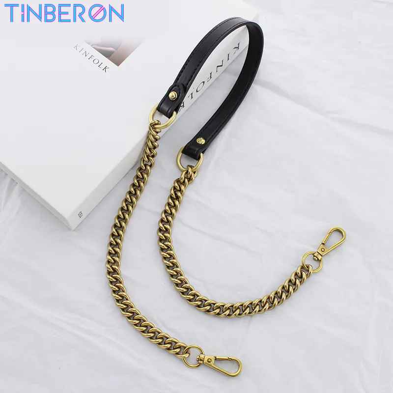 Bag Parts Accessories TINBERON Chains Strap Handbag Handles Shoulder Straps Luxury Design Vintage Gold Bag Chain Strap Replacement Leather Bags Straps 230418