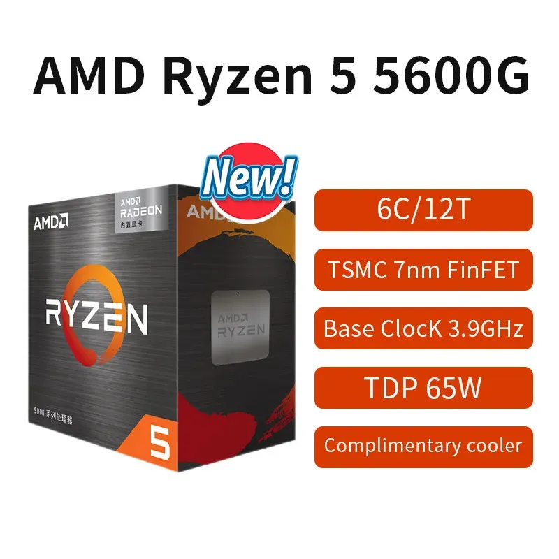 Processeurs Ryzen 5 5600G R5 Box CPU processeur d'ordinateur de bureau Socket AM4 39GHz SixCore douze fils 65W DDR4 231117