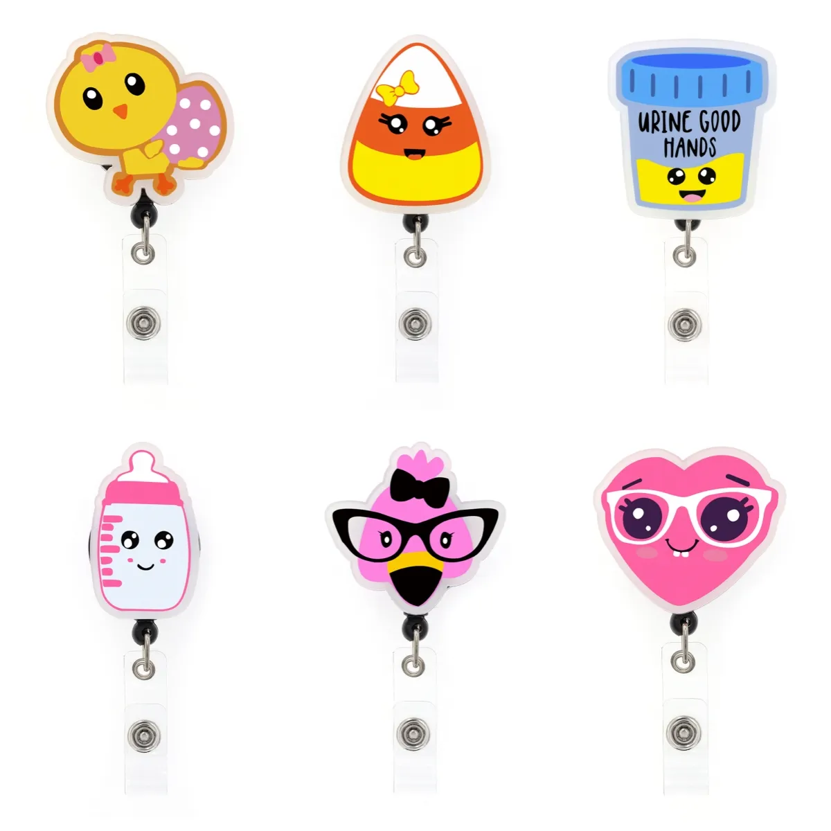 10 datorer/Lot Fashion Key Rings Office Supply Cartoon Nursing Bottle Badge Holder for Healthcare Worker Accessories