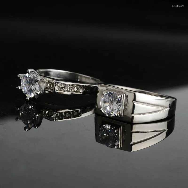 Anneaux de mariage Anti allergie titane acier cubique zircone anneau pour femme couleur argent cristal bijoux Bague