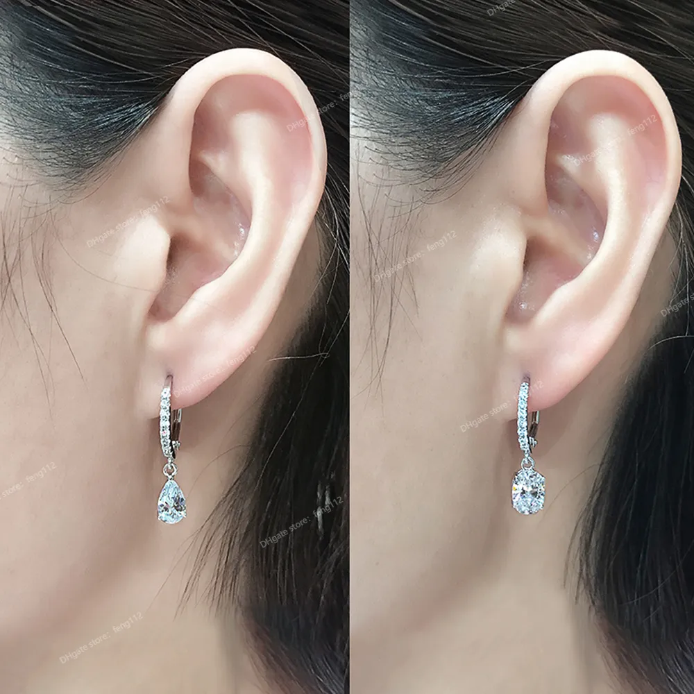 Delicate Pear CZ Drop Earrings Women Crystal High Quality