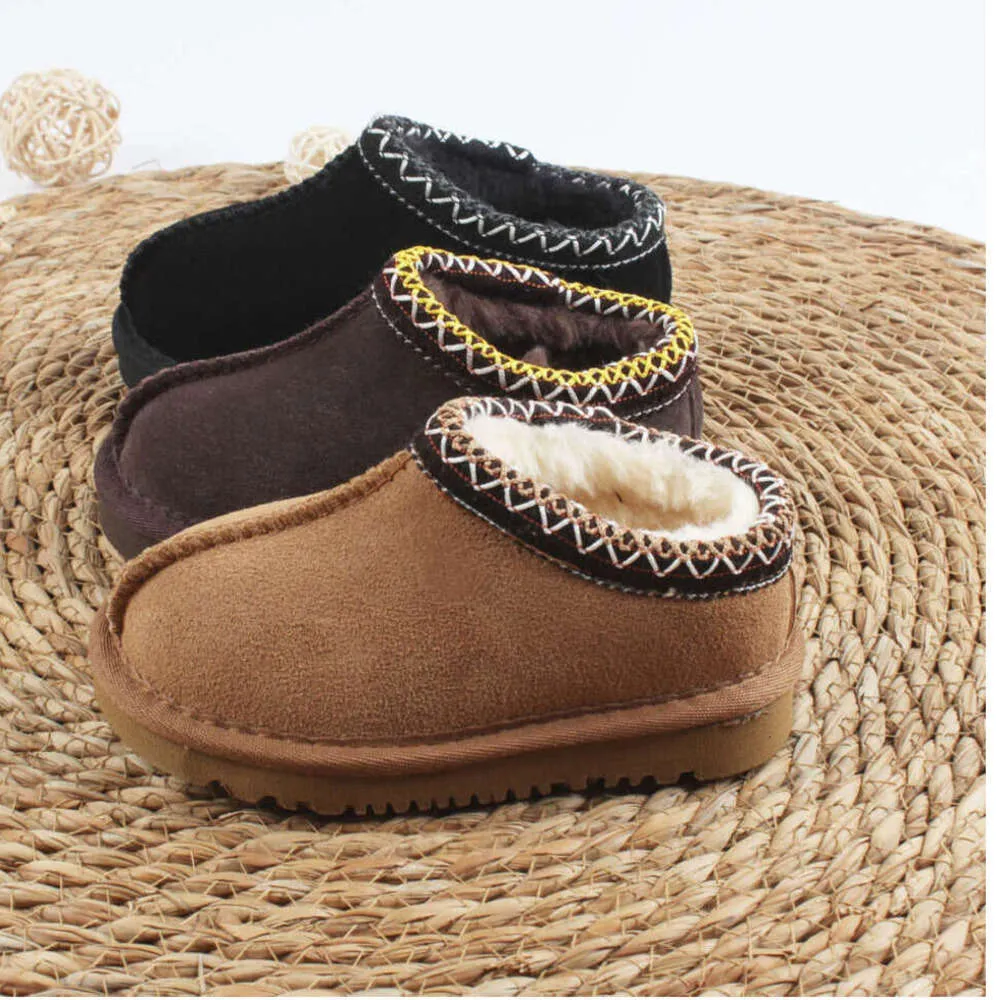 Pantoufles Tasman pour enfants en bas âge, sandales Uggies tressées Tazz, chaussures pour bébé, diapositives en fourrure de châtaigne, peau de mouton, peau de mouton, classique, Ultra mini botte, mules d'hiver, Australie DF288