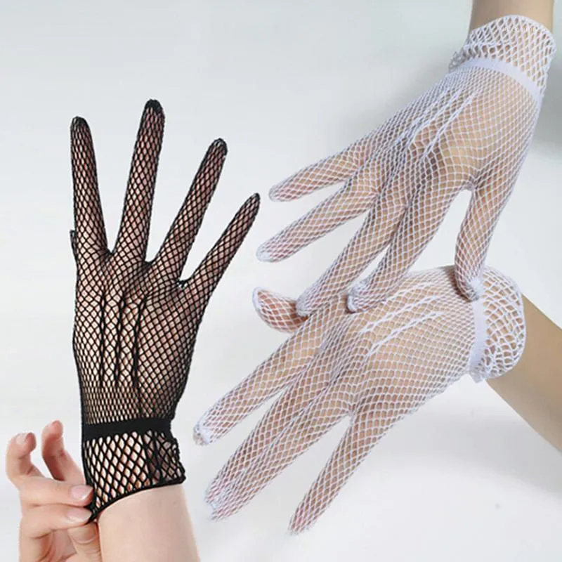 Five Fingers Gloves Fishnet Mesh Glove Fashion Women Lady Girl Protection Lace Elegant Style Black And White