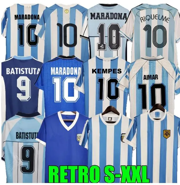 1978 1986 1998 Retro Argentin Europen Cup Soccer Jerseys Femortive Edition 1994 1996 2000 2001 2006 2010 Men Dybala Footbll Shirt Aguero Mrdon