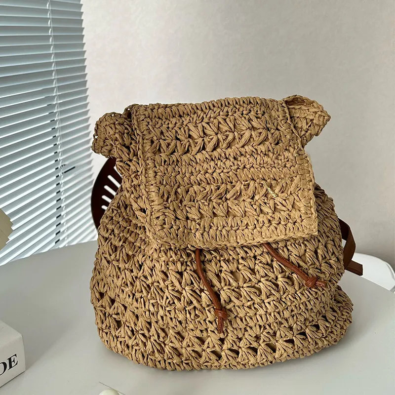 ₩103,866에서 Lafite Grass Backpack Beach Tote 핸드백 여성 직조 배낭 크로스 바디 가방 어깨 핸드백 지갑 39cm 대용량 금 편지 DHgate