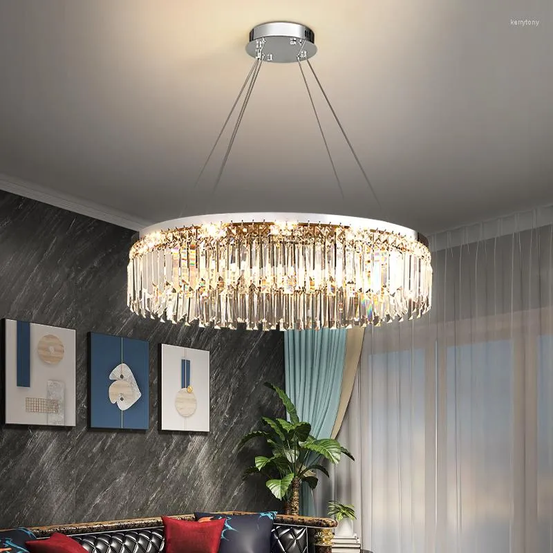 Kroonluchters modern ringlicht voor de woonkamer slaapkamer zilveren plafond hanger lamp keuken eettafel luxe kristallen led