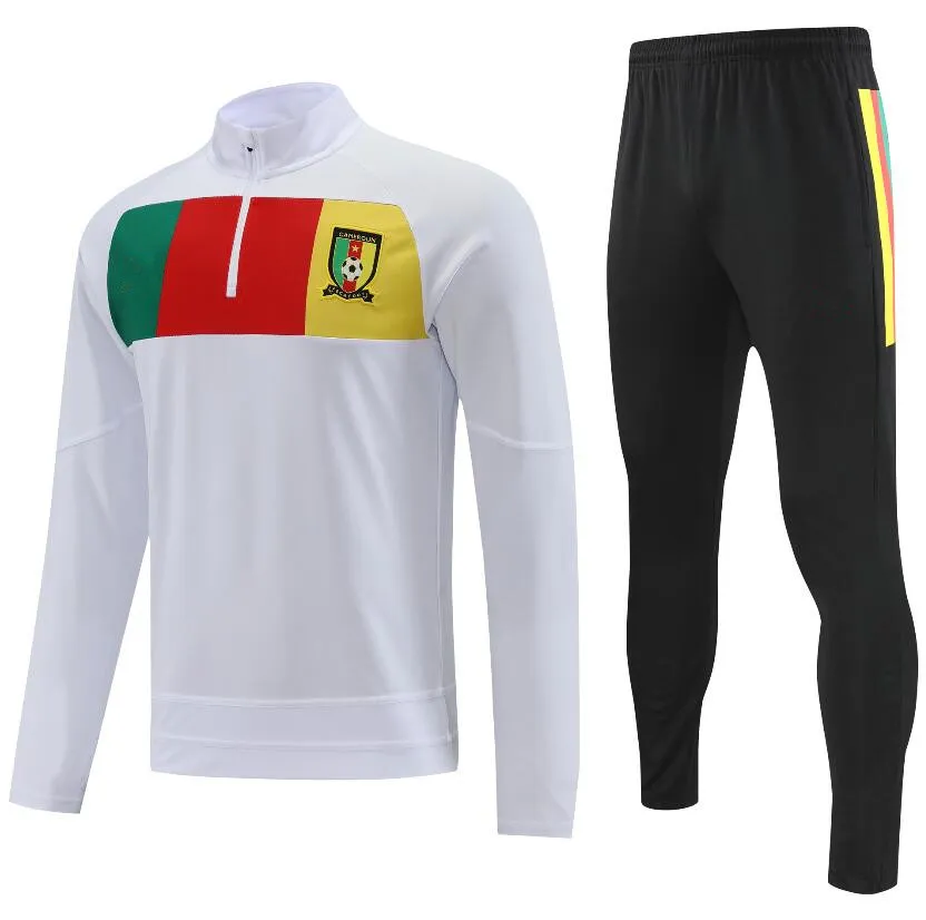Cameroon 2024 World Cup Soccer Tracksuit for Men Long Sleeve Breathable Polyester Football Jersey Jogging Set