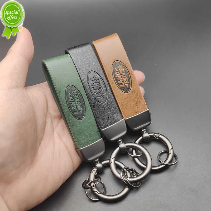 2024 Leather Car Key Chain Keyring for Land Rover Range Rover Autobiography Freelander DISCOVERY Accessories Black Zinc Alloy Metal Anti Lost