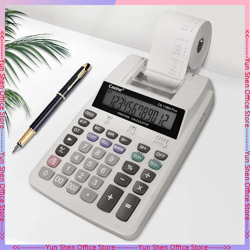 Calculators 12-bit Lcd Large Screen Dual Power Calculator Type Printer For Learning Financial Office Calculator Two-color Printer 231117