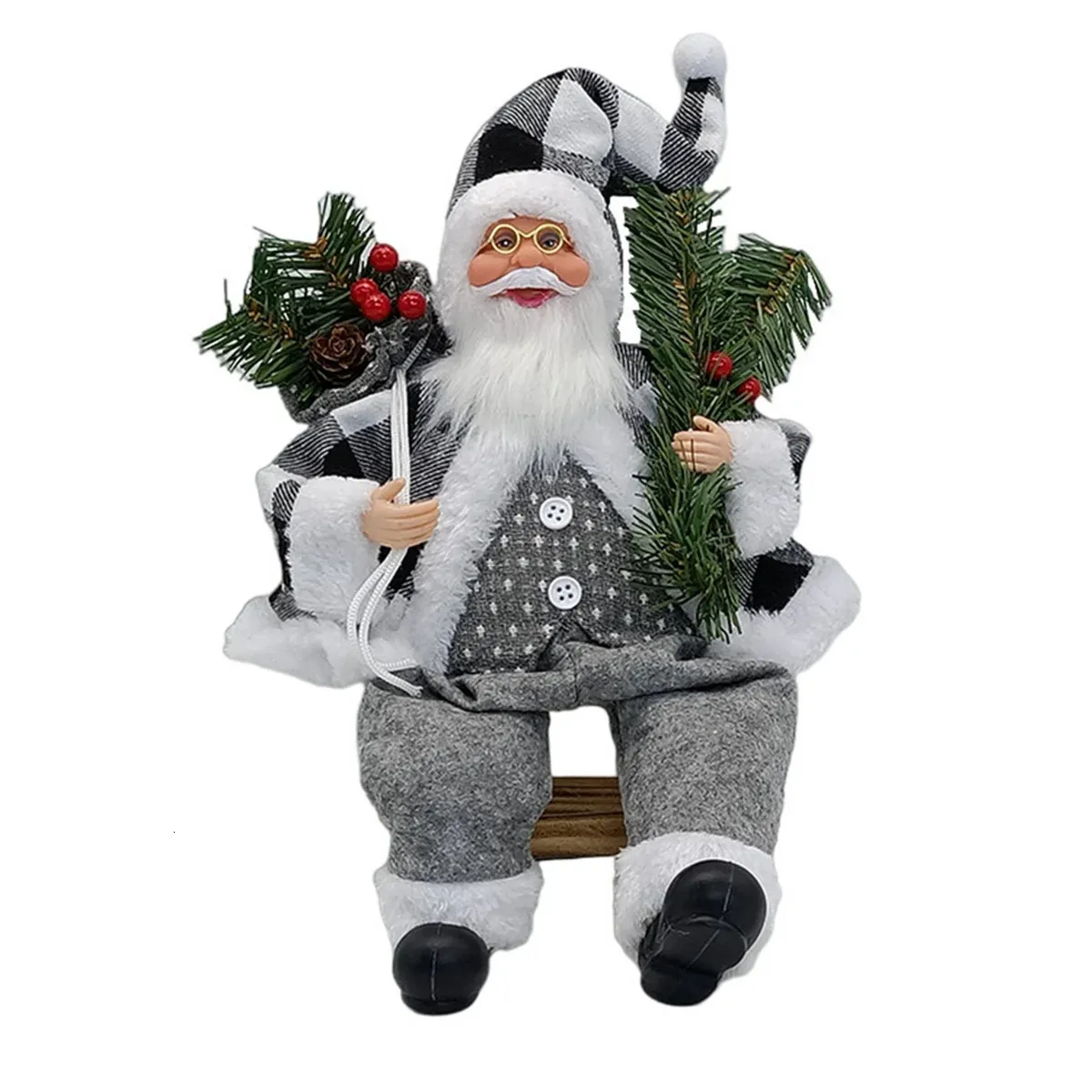 Рождественские украшения Сидящая кукла-повар Рождественский год Подарок Рождественская елка Декор Серый 231117