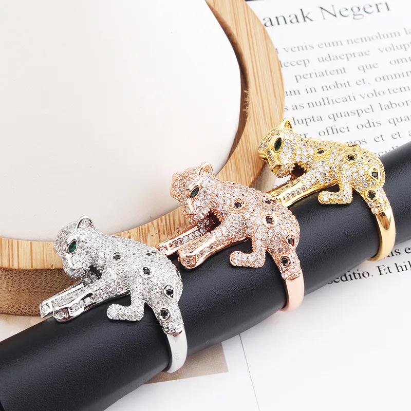 Diamond Cluster Ring Gold Leopard förlovningsringar för kvinnor män stor diamantring designer fin smycken bröllop ring fest födelsedag valentins dag löfte gåva