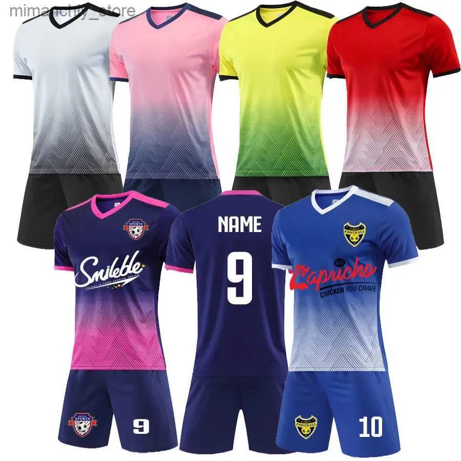 Samlarobjekt 2022 Nya män Kid Custom Football Set Soccer Jerseys Club Team Football Training Uniform Suit Adult Child Set Fast Dry Q231118