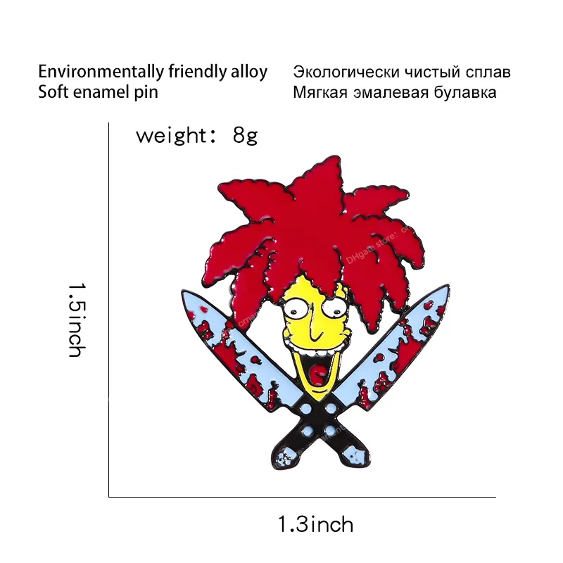 Meme Sideshow Bob Enamel Pins Double Dagger TV show Cartoon character nternet brooch cute Enamel pins For Friends Fans Fashion JewelryBrooches tv character pin cute