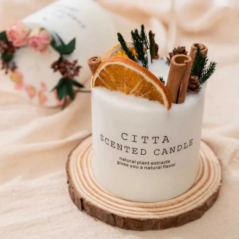 Scented Candle Romantic Aromatherapy Candles Soy Wax with Wood Stand Flower Candles for Valentine's Day Wedding New Year Home Room Decoration Z0418