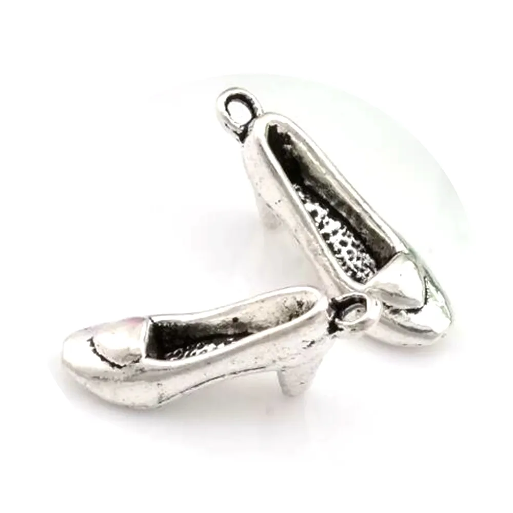 150Pcs Antique Silver Alloy 3D High-heeled shoes Charm for Jewelry Making A-055