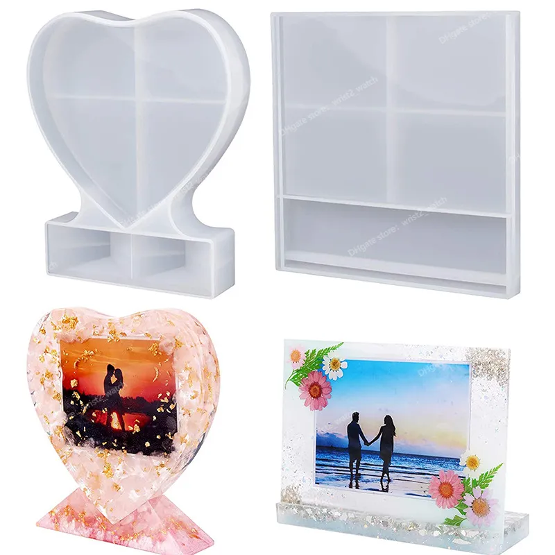 Liefde Hart Vierkant Fotolijst Epoxy Mal voor DIY Ambachtelijke Hars Decoratieve Ambachtelijke Sieraden Maken Mal Siliconen Mal Sieraden Accessoires Sieraden Gereedschap Uitrustingen