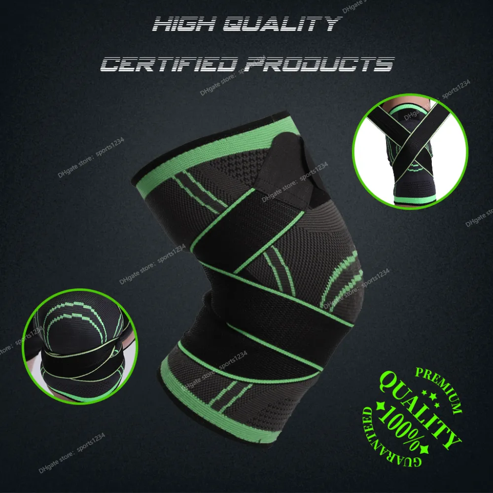 1PC Sports Kneepad Men Pressurized Elastic Knee Pads Support Fitness Gear Basketball Volleyball Brace Protector Sports SafetyElbow Knee Pads