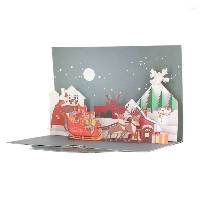 Party Decoration Christmas Popup Card Paper Carving Safe Eco Friendly Handcraft 3D Cards Fint utförande för festivaler