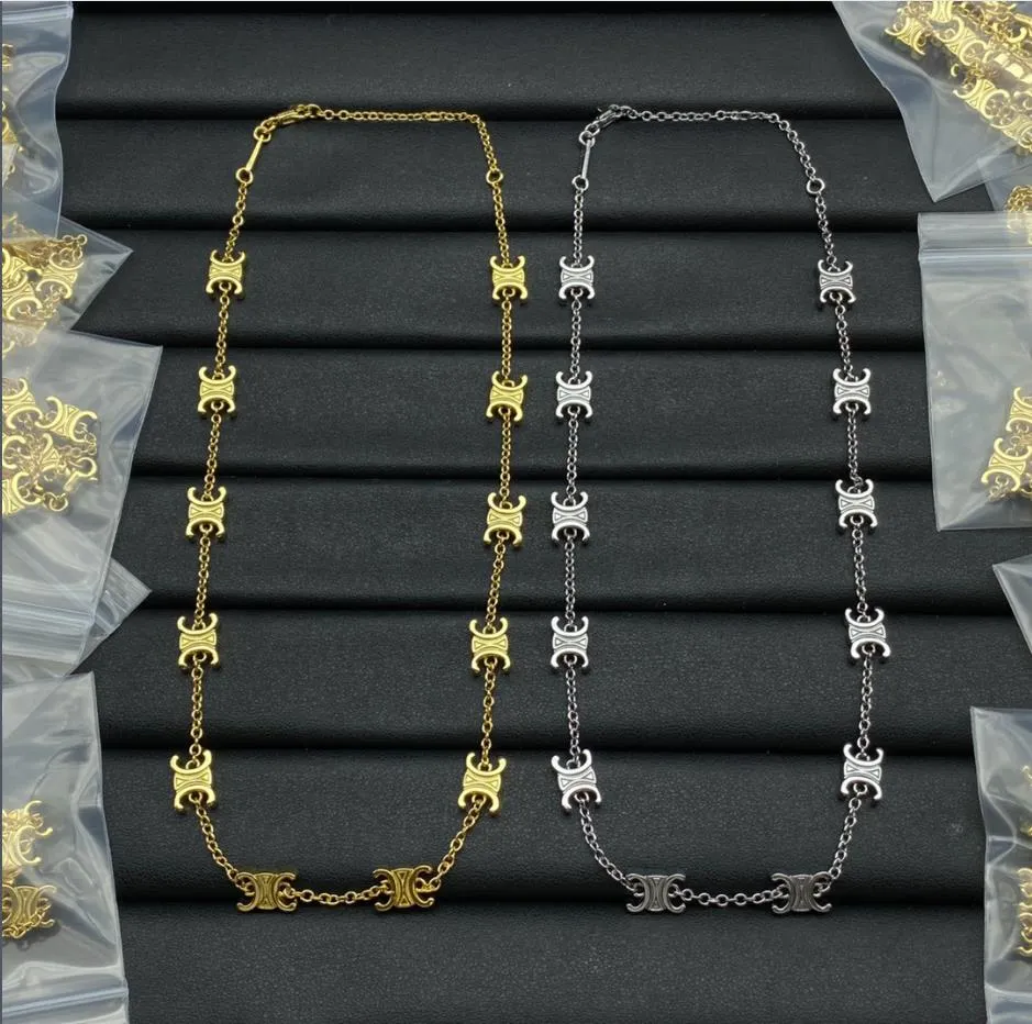 Hänghalsband högkvalitativa lyxsmycken, fashionabla smycken, europeiska och amerikanska smycken, guld- och silverkaraktärhalsband