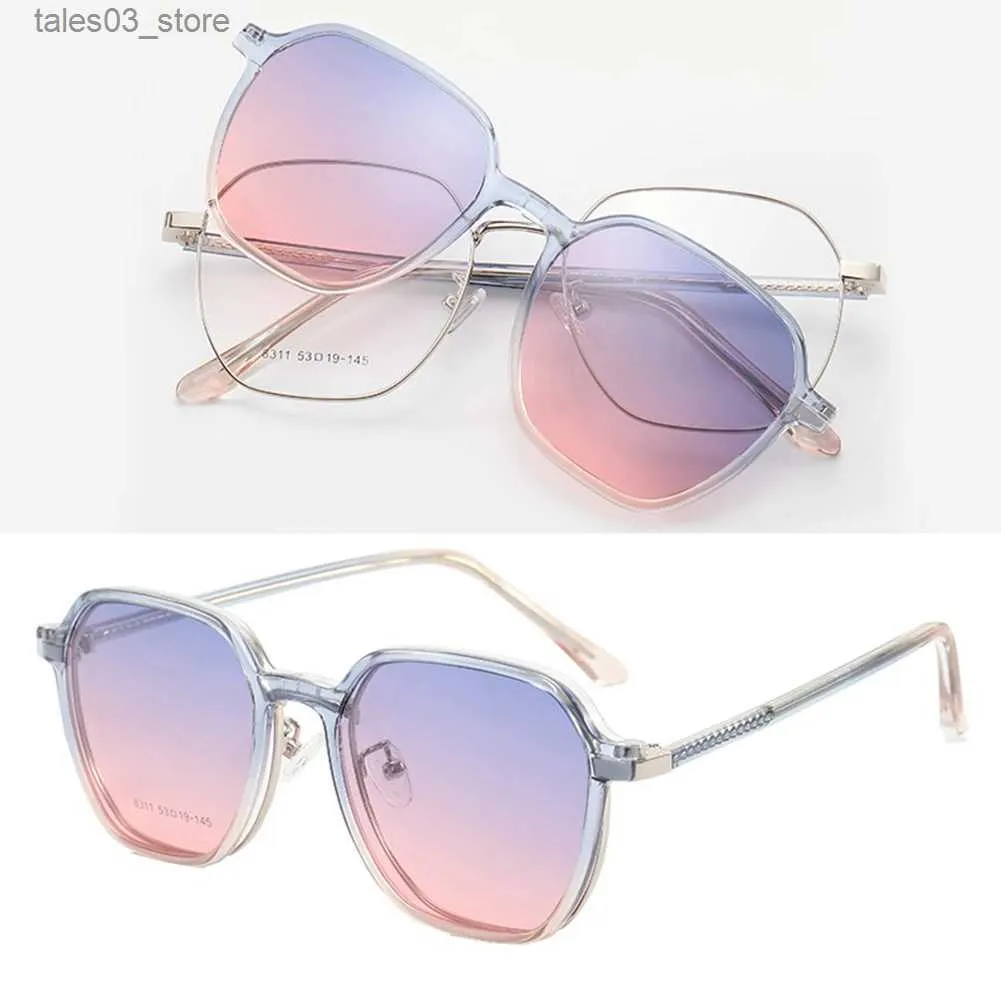 Solglasögon trend varumärkesdesign män kvinnor magnet solglasögon polariserat klipp på solglasögon rund optik UV -skydd skådespel glasögonramar q231120