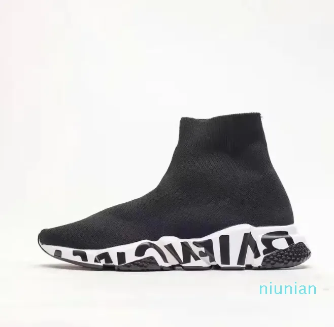 Sock Shoe Natual Shoes Platform رجالي امرأة لامعة جوارب متماسكة أسود مدرب أبيض حذاء رياضة ماجستير منقوش