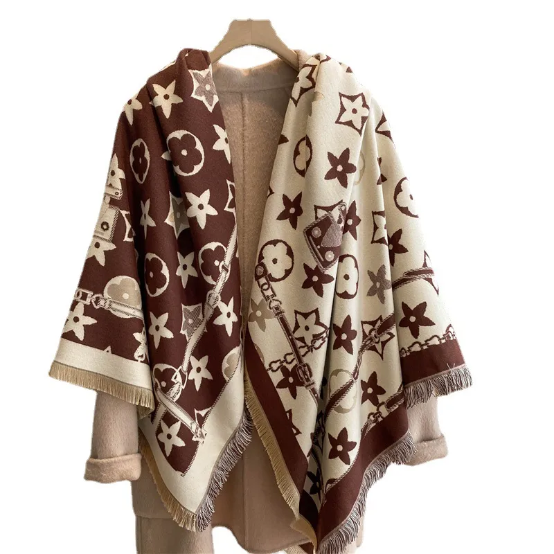 Autumn Scarf New Pentagram Tassel Stora Kerchief Women's All-Matching Thicked Cold-Sof Driving Travel Air Conditioning Filt Small Cover Quilt