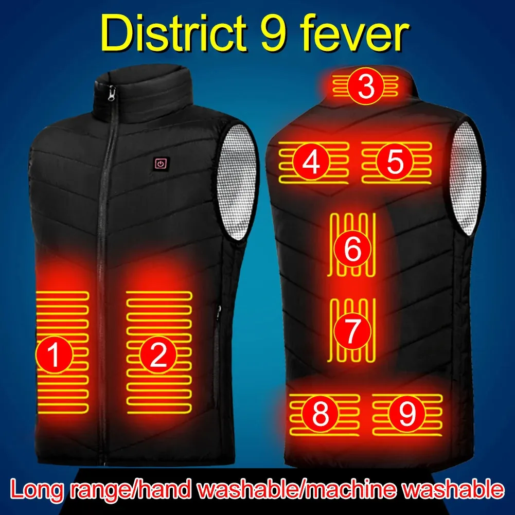 Men's Vests Unisex Heated Vest Coat 9 Heating Areas Intelligent Heating Jackets Washable Lightweight with Zip USB Camping Outdoor Sportswear 231118