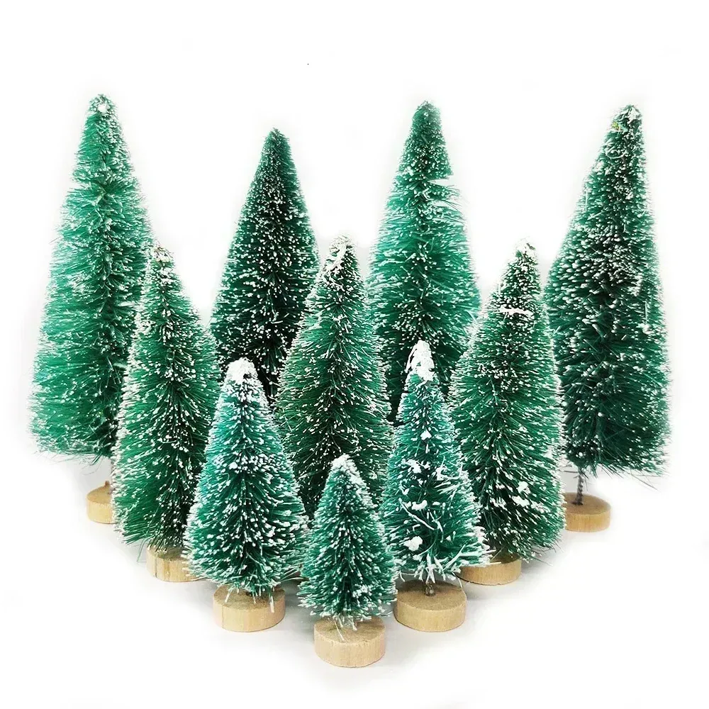 Christmas Decorations Mini Tree Figurines Miniatures Plastic Winter Snow Ornament Xmas Party Resin Craft Miniature Landscape Decor Supplies 231117