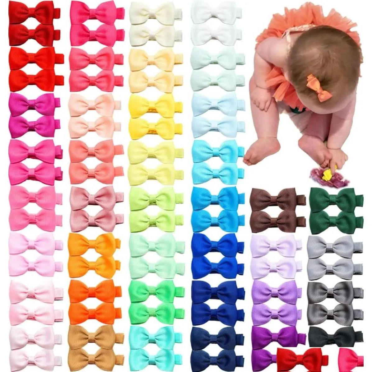 Haarschmuck 80 Stück Babyklammern 2 Zoll Schleifen Fliegengewickeltes Alligatorleder für Säuglinge und Mädchen 40 Farben in Paaren4280725 Drop Delive Dhpgx
