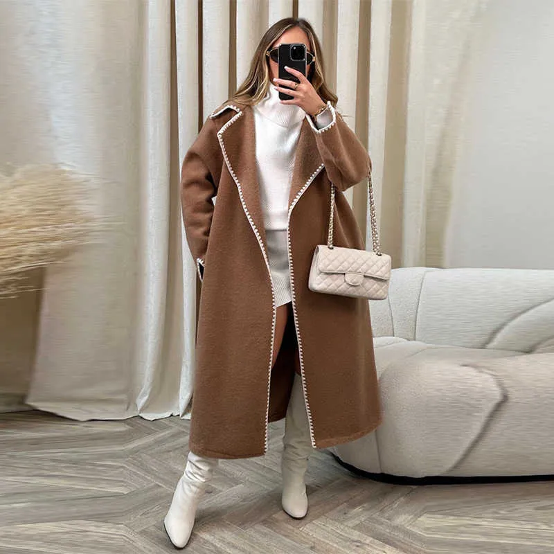 Women's Trench Coats Women's Autumn/winter New Fashion Style Lace Woolen Coat Thickened Loose Coat 1v