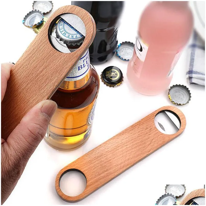 Openers New Idea Custom Wood Bar Blade Beer Bottle Opener Vintage Wooden Handle Bartender Wholesale Lx1585 Drop Delivery Home Garden Dhegw