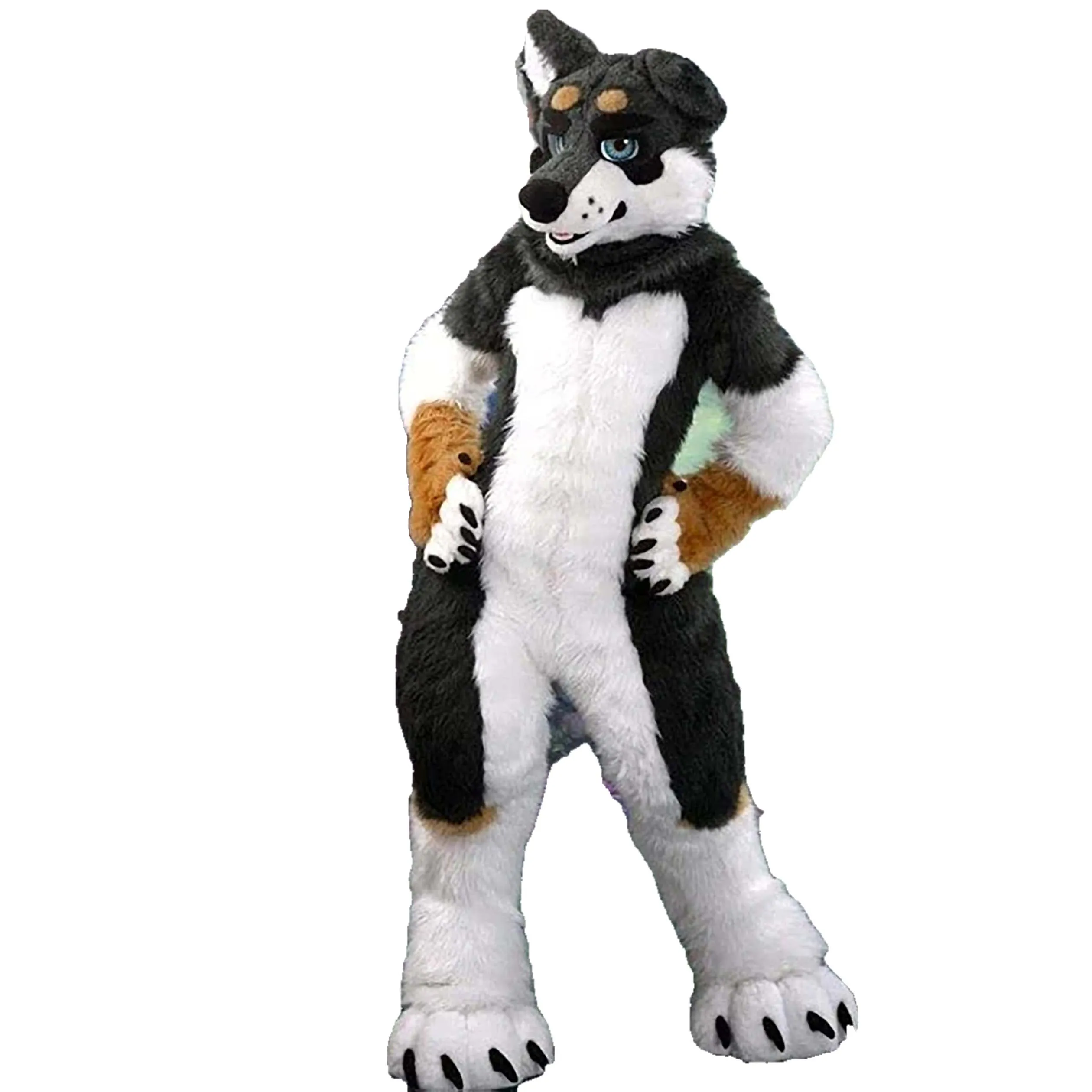 Mascot Costumes Black and White Husky Dog Wolf FoxFursuite Mascot Furry Costume Dress Large Event Performance Costume