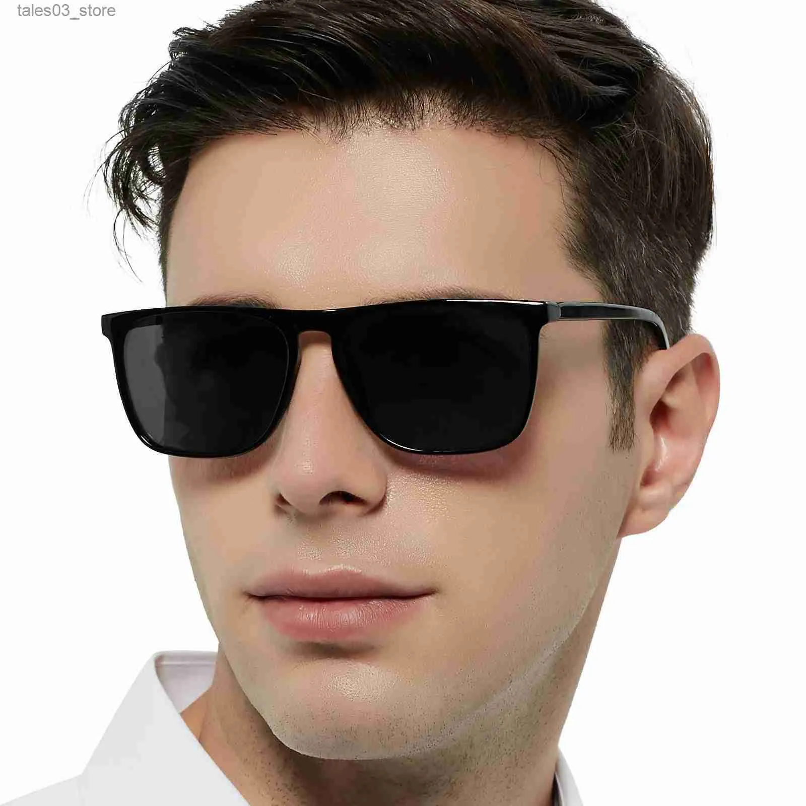 Óculos de sol dos homens óculos de sol polarizados marca designer luxo anti-reflexo óculos de carro moda quadrado masculino óculos de sol preto tons óculos uv400 q231120
