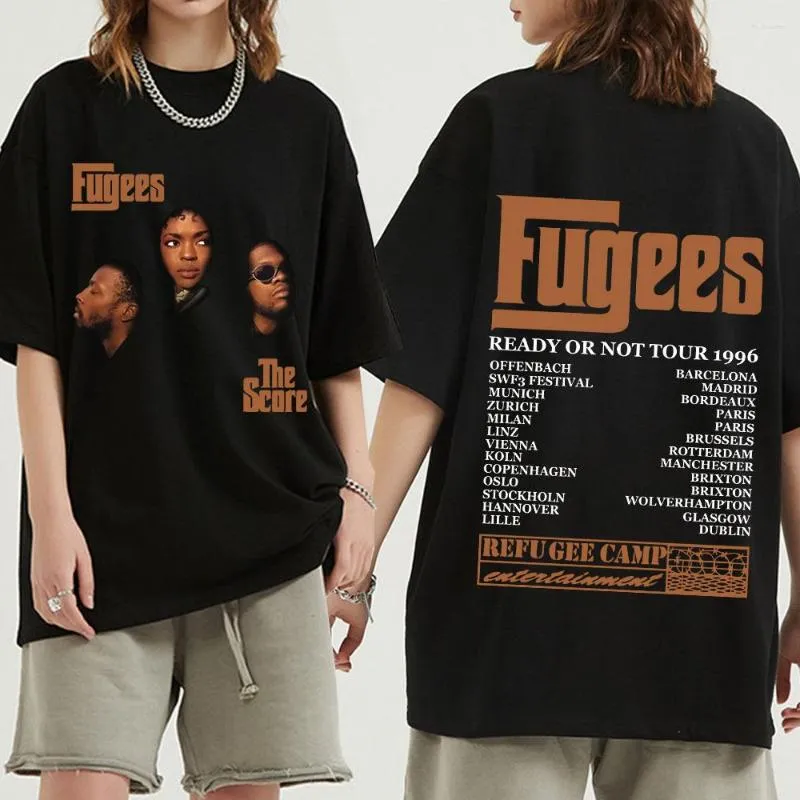 Men's T Shirts Hip Hop Band The Fugees Score Ready Or Not Concert Tour 1996 Cotton Y2k T-Shirts Fashion Men's Short Sleeve Shirt