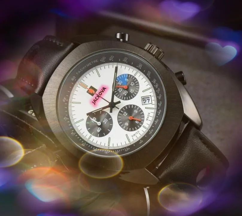 Wysokiej klasy Super Big Dial Automatyczna randka Zatrzymuje luksusowe mody skórzany pasek kwarcowy zegar Specjalny kształt etui prezydent bransoletki Prezenty na rękę