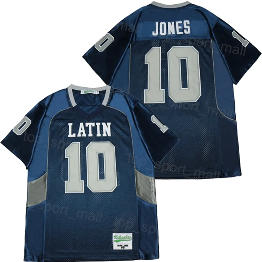 High School Football 10 Daniel Jones Jersey Charlotte Latin Breatble Stitched and Brodery Pure Cotton for Sport Fans Team Navy College Moive Pullover