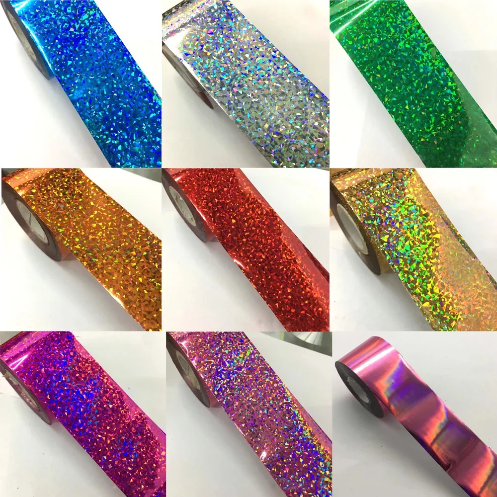 Stickers Decals 37 colors 1Roll 120M*4CM Holographic Nail Transfer Foils Laser Silver Nail Art Stickers Foils Transfer Paper Fishing Lure DIY 231117
