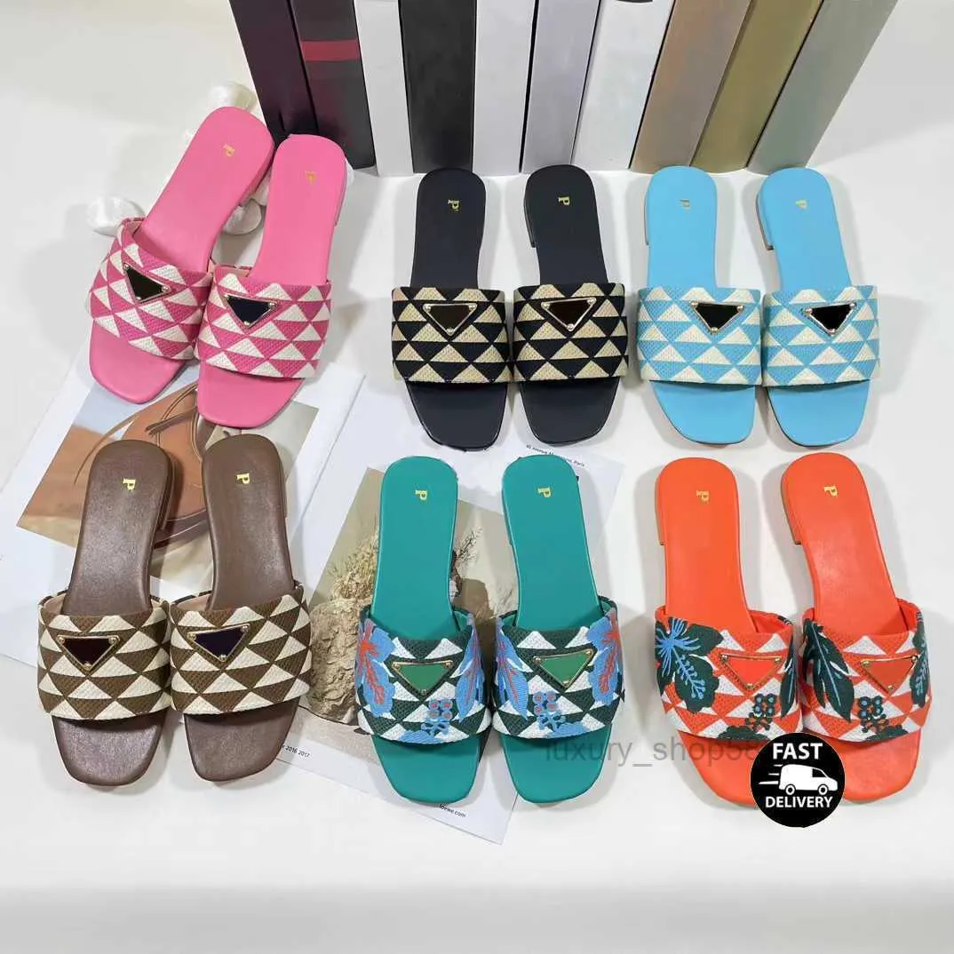 Italy Designer slipper Women Flat milano Sandals Slides Mule Shoe Luxury Brands Shoes Woman Ladies Summer Flip Flops Slippers Fashion Miller 6 color