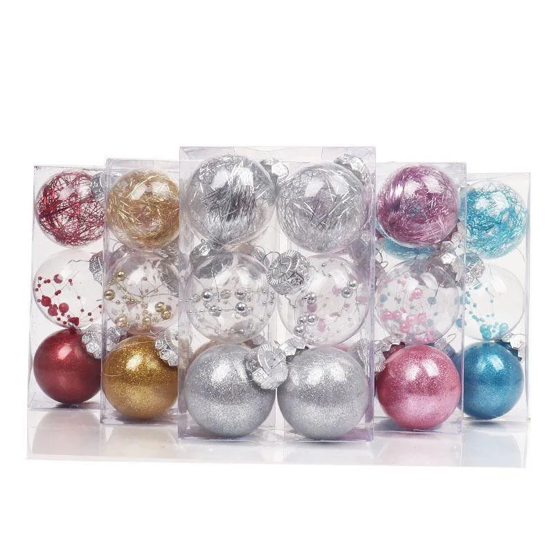 Décorations de Noël Anti-Goutte Gonflable Noël 6 / 8Cm Pet Boule Transparente Décorations d'arbre Boules Suspendues Ensemble 6pcs Livraison Directe Accueil Dhwmi