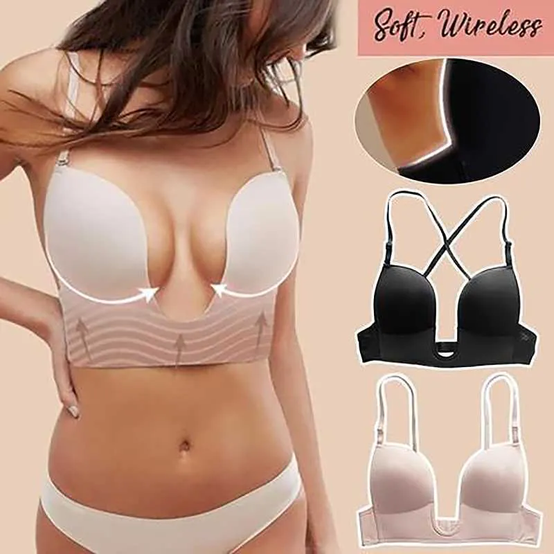 Bras Folomi Sexy Plunge Bra Deep U Women Lingerie Seamless Backless  Underwear Wedding Invisible Sexy Push Up Intimates Female Summer P230417  From Mengqiqi04, $10.04