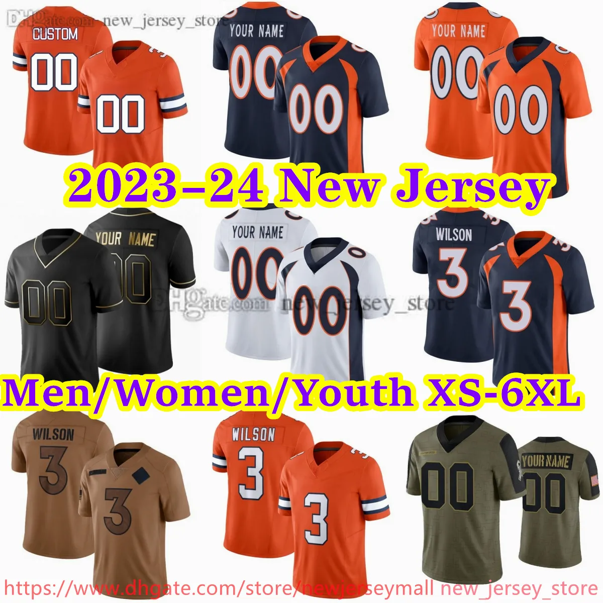 Custom S-6XL Football 3 Russell Wilson Jersey Stitch 58 Von Miller Justin Simmons Javonte Williams Patrick Surtain II Greg Dulcich Adam Trautman Brett Rypien Jerseys