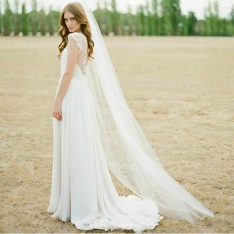 Bridal Veils Long Tulle Wedding One Layer With Comb White Ivory Veil For Bride Accessories