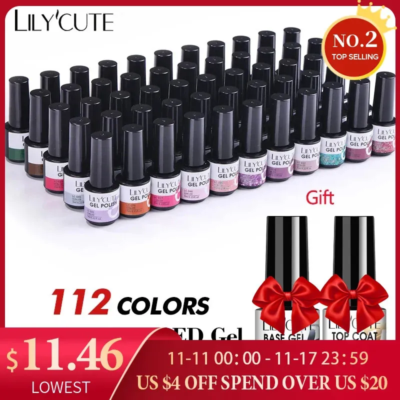 Polveri acriliche liquide LILYCUTE 112 60 40 20 pezzi colori smalto gel set semipermanente Soak Off UV LED Art Salon kit ibrido vernice 231113