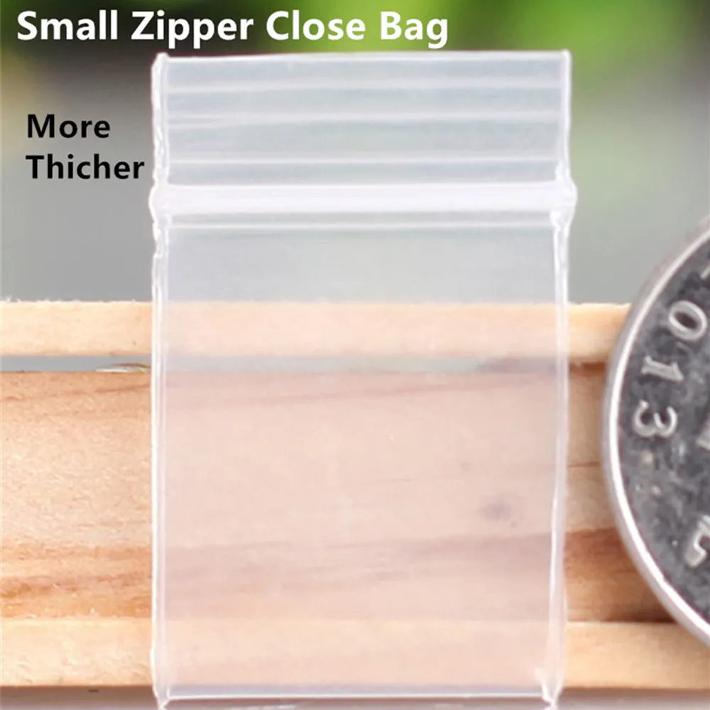 Mini Zipper Bag 1000pcs All Transparent Super Thicker PE Ziplock Bags / Jewelry Gift Plastic Packing Pouches Zip Self Sealing Small Poly Pouch Ring/Crystal Packaging