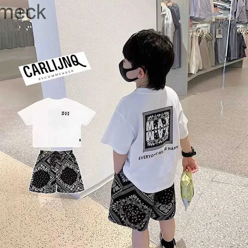 Giyim Setleri 2023 Yaz Bebek Erkek Kız Kızlar Pamuk Giysileri Set Çocuk T-Shirt+Şort 2 PCS Çocuklar İçin Günlük Giysiler 2-9 Y Boy Egzersiz Takımları